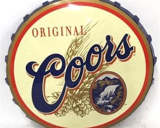 557 - Coors Original Beer metal bottle cap sign 40" round
