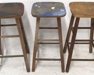 585 - 3 Wood stools 24 x 11
