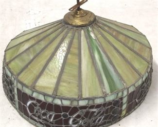634 - Coca - Cola stained glass hanging shade As is - bent & weak lead seams
