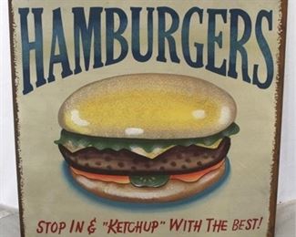 657 - "Hamburgers" metal sign 14 x 14
