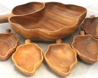 663 - 6 Pc Monkey pod wood bowl set

