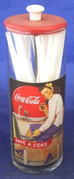 693 - Coca - Cola straw dispenser 10" tall
