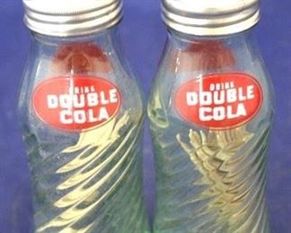 702 - Pair Double Cola mini bottles 4 1/2 tall
