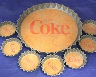 706 - Coca - Cola serving tray & 7 coasters 11" tray
