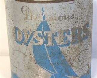 2107 - Vintage oyster can 7 1/2 x 6 1/2
