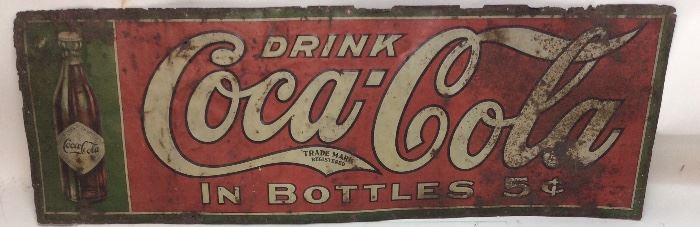 EARLY 1900S COCA COLA 5c TIN SIGN,