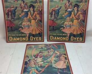 3 DIAMOND DYES REPRO. SIGNS