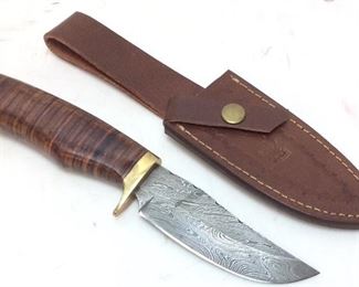 ALONZO DAMASCUS BLADE, 9L, BOWIE KNIFE WITH CASE