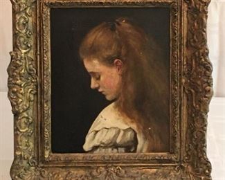 Antique Painting of Young Girl