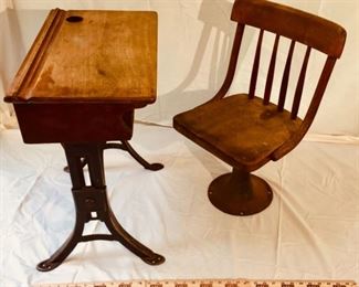 Kenny Bros Wolkins Antique Student Desk and Chair