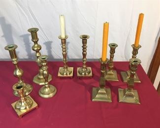 Ten Brass Candlesticks