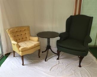 Wingback Chair, Small Chair, and Table
