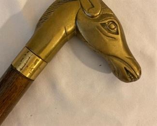 Brass Horse Head Walking Cane