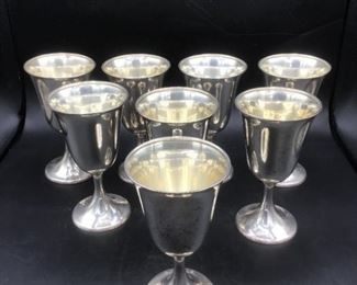 Eight Sterling Goblets