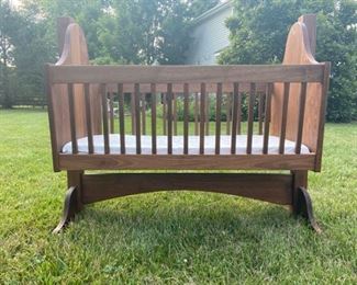 Heirloom Handcrafted Solid Walnut Cradle