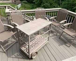 Serving Cart with Five Chairs