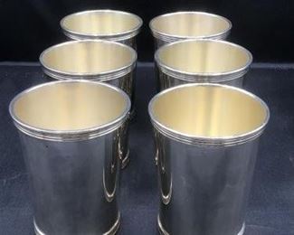 Six Vintage Sterling Mint Julep Cups