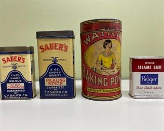 Vintage Spice Tins Watkins, Sauters, and Kroger