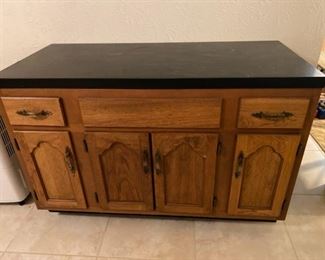 Wood Cabinet with Black Formica Top