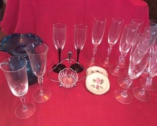 Collection of Crystal Flutes and Miscellaneous