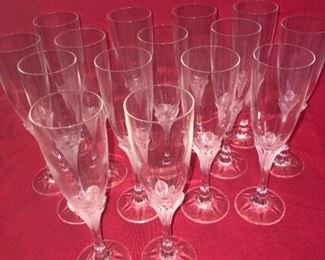 Collection of Fifteen Crystal Flutes