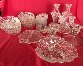 Crystal Candle Holders and Acorn Pattern Trays