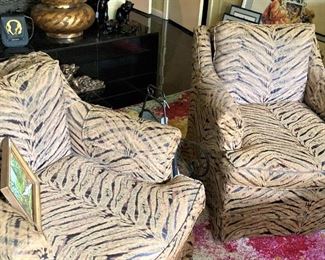 Matching chairs with "zebra" print fabric
