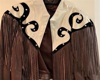 Leather fringed jacket