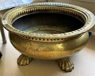 Footed brass planter