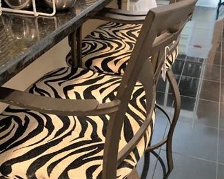 Zebra fabric bar stools