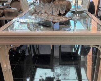White glass top table