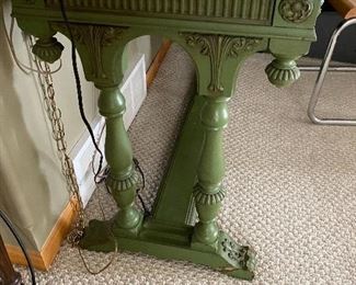 Painted antique ornate console table 