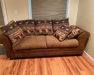 Rustic lodge style sofa