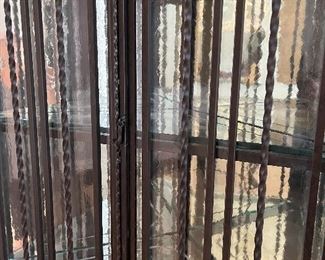 10 ft tall iron and glass shelves 