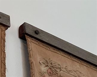 Antique French tapestries with unique wood topper