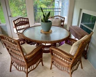 Wicker patio table and chairs