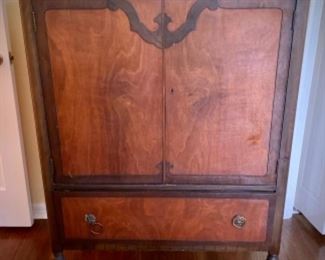 Antique highboy chest with interior drawers 