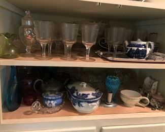 Flow Blue, Glassware