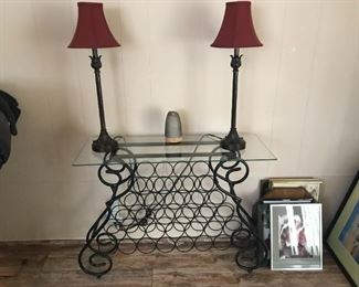 Glass top wine rack/table $40