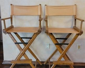 (2)Vintage Folding Director Chairs, Counter Height