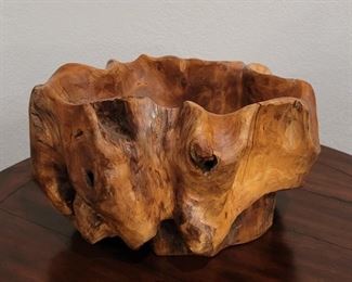 Rustic Western Live Edge Wooden Bowl. 8in tall and 14in diameter