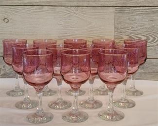 Cranberry. Crystal with Clear Stems