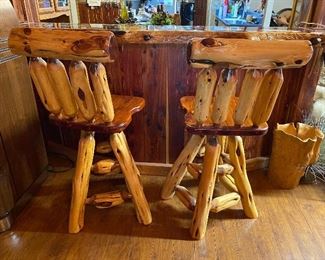2 of 4 Rustic Western Bar Stools