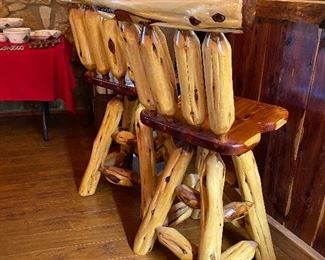 2of 4 Rustic Western Barstools