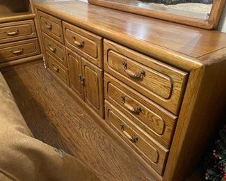 Wooden Dresser with Arched Mirror