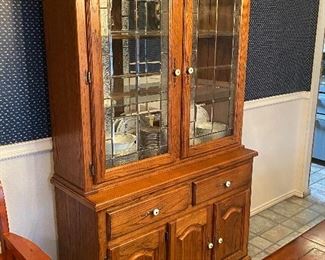 Lighted Oak China Cabinet
