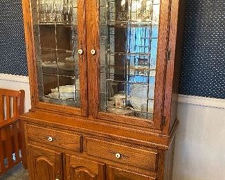 Lighted Oak China Cabinet