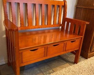 Slatted Back Entryway/Hallway Storage Bench