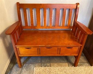 Slatted Back Entryway/Hallway Storage Bench
