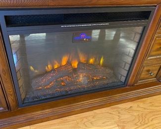 Console/Media Cabinet with Electric Fireplace Measures 61in Across x 20in D x 41in Tall